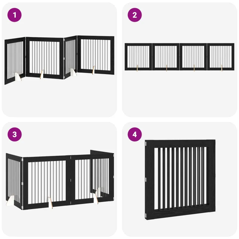 Šunų vartai su stovais 4 pcs Juodojo ąžuolo 100 x 100 cm