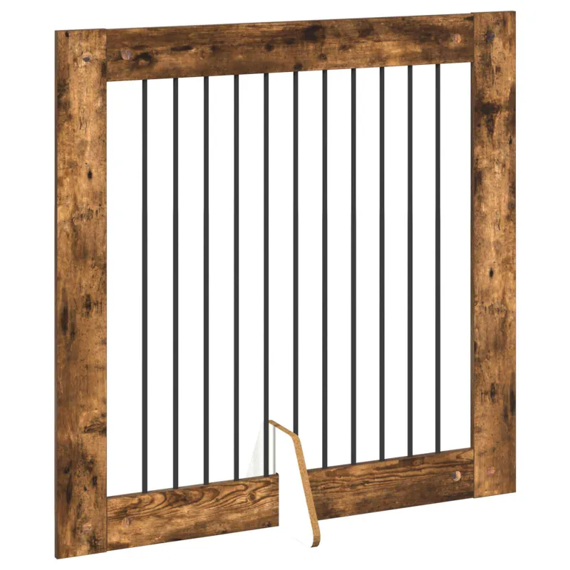Šunų vartai su stovais 4 pcs Dūminio ąžuolo 100 x 100 cm