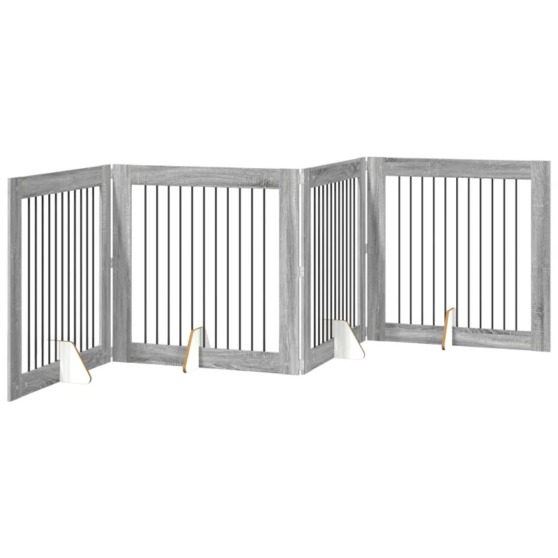 Šunų vartai su stovais 4 pcs Pilka sonoma ąžuolo 100 x 100 cm