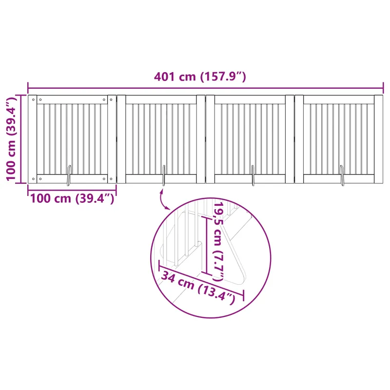 Šunų vartai su stovais 4 pcs Pilka sonoma ąžuolo 100 x 100 cm
