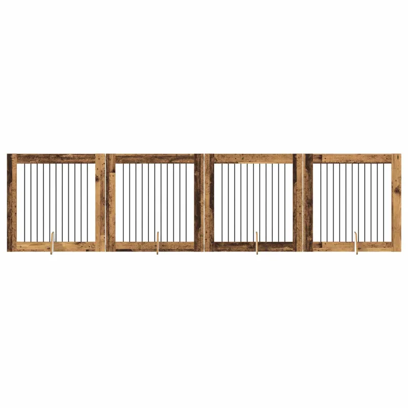 Šunų vartai su stovais 4 pcs Sendintos medienos 100 x 100 cm