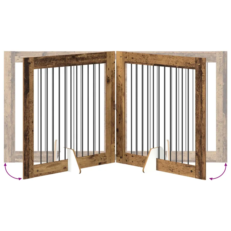 Šunų vartai su stovais 4 pcs Sendintos medienos 100 x 100 cm