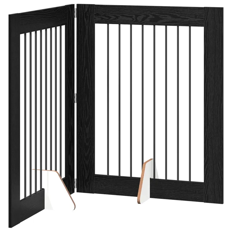 Šunų vartai su stovais 2 pcs Juodojo ąžuolo 80 x 100 cm