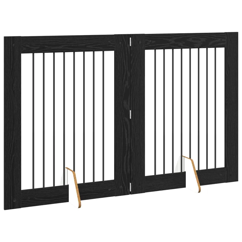 Šunų vartai su stovais 2 pcs Juodojo ąžuolo 80 x 100 cm