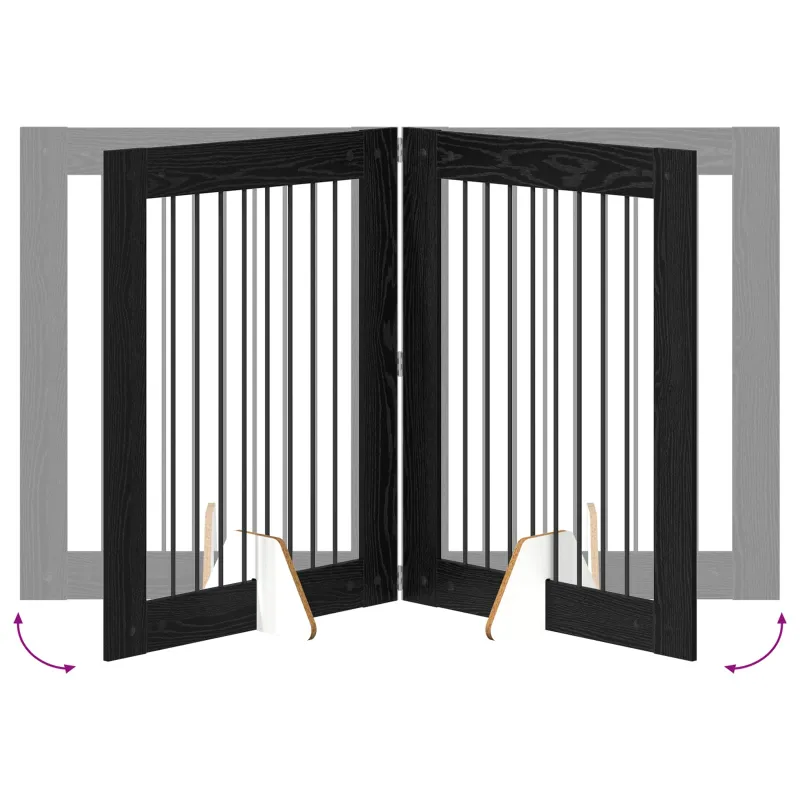 Šunų vartai su stovais 2 pcs Juodojo ąžuolo 80 x 100 cm