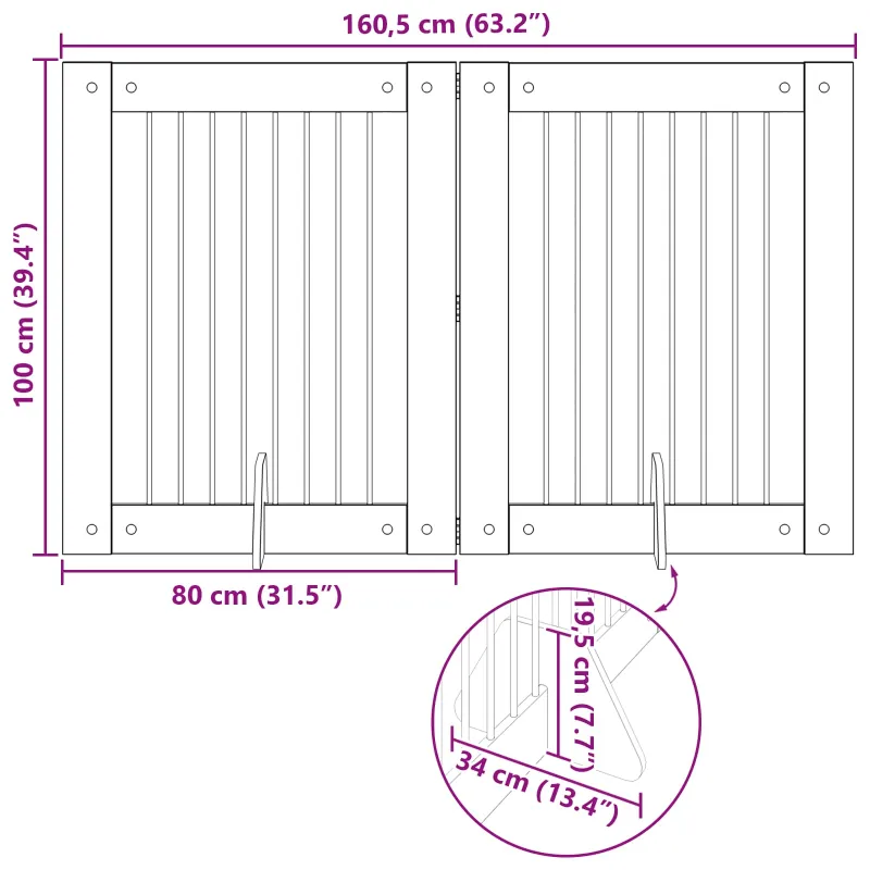 Šunų vartai su stovais 2 pcs Dūminio ąžuolo 80 x 100 cm
