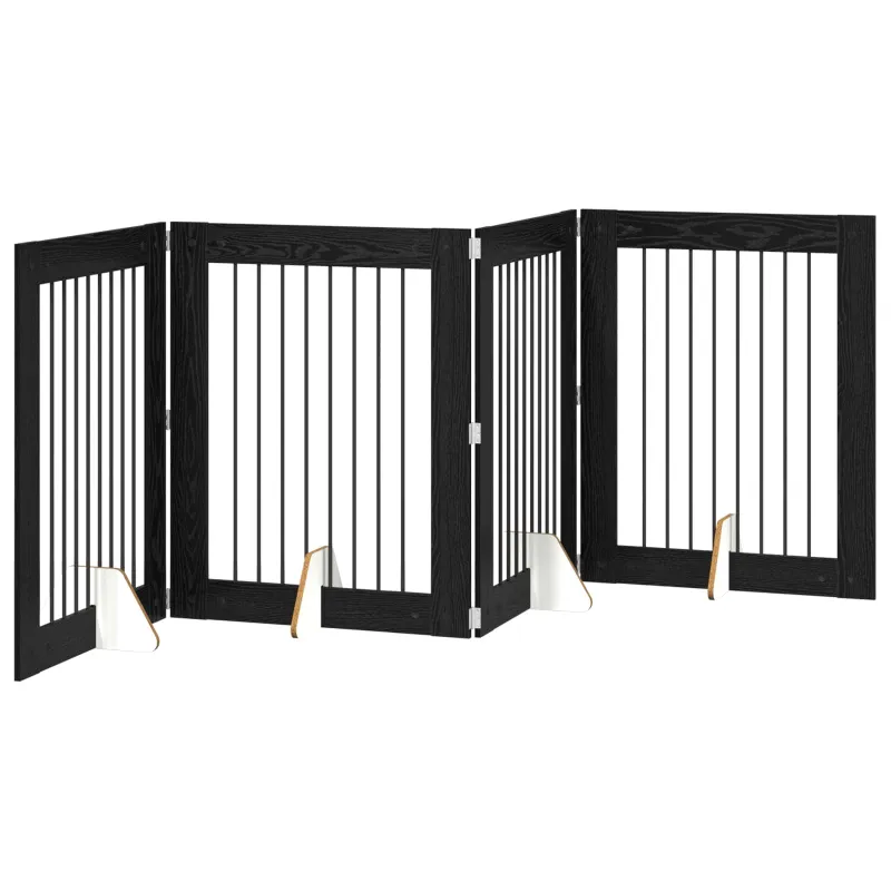 Šunų vartai su stovais 4 pcs Juodojo ąžuolo 80 x 100 cm