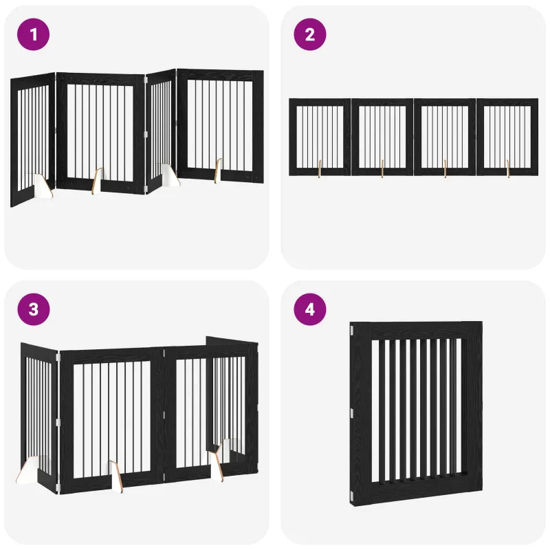 Šunų vartai su stovais 4 pcs Juodojo ąžuolo 80 x 100 cm