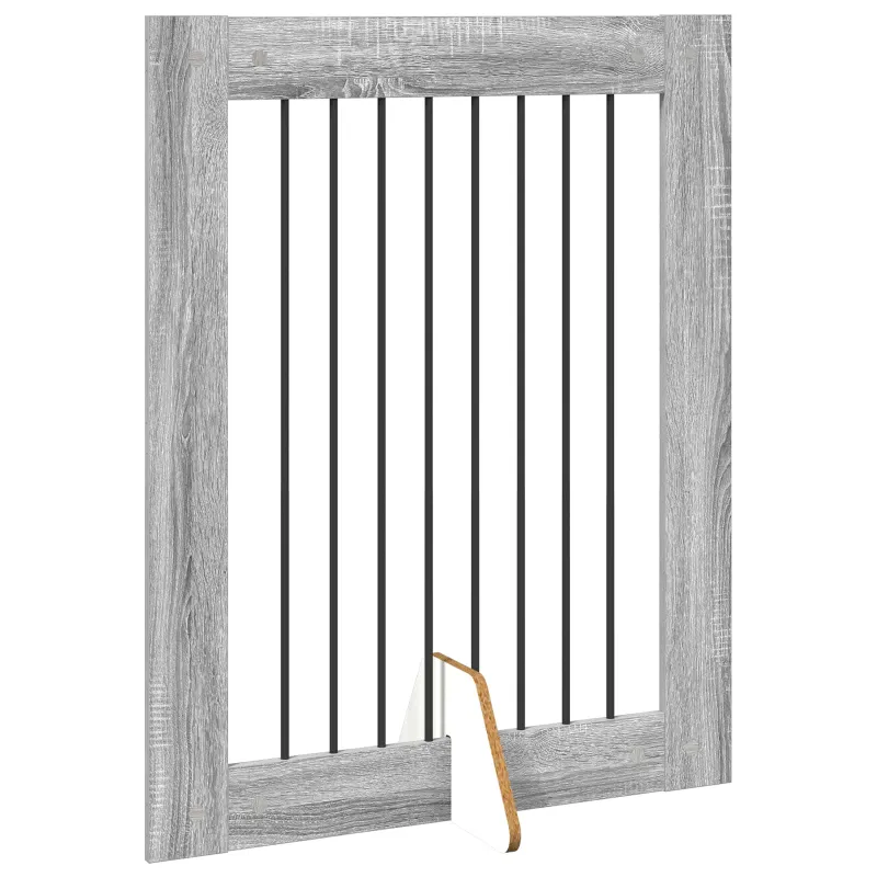 Šunų vartai su stovais 4 pcs Pilka sonoma ąžuolo 80 x 100 cm