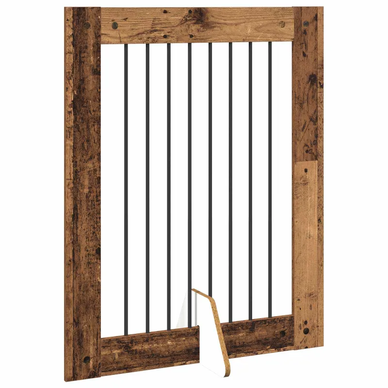 Šunų vartai su stovais 4 pcs Sendintos medienos 80 x 100 cm