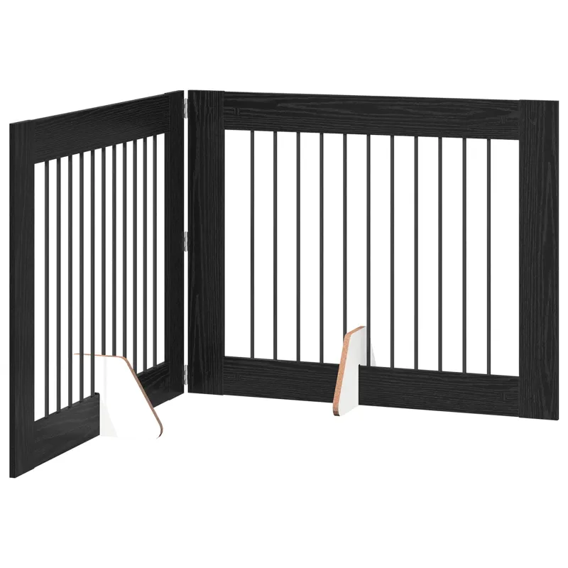 Šunų vartai su stovais 2 pcs Juodojo ąžuolo 100 x 80 cm