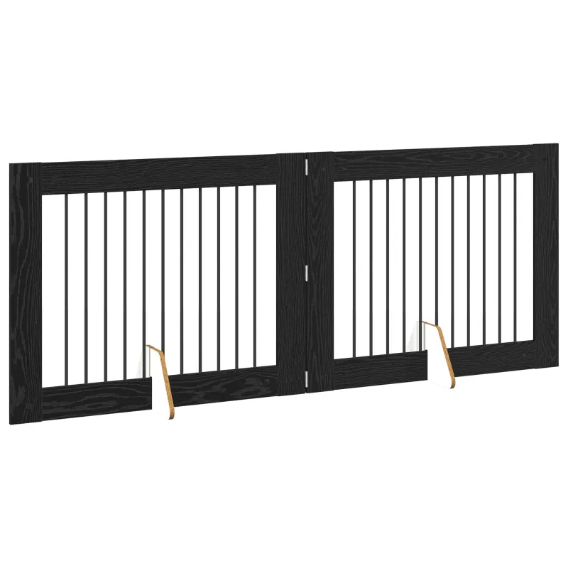 Šunų vartai su stovais 2 pcs Juodojo ąžuolo 100 x 80 cm
