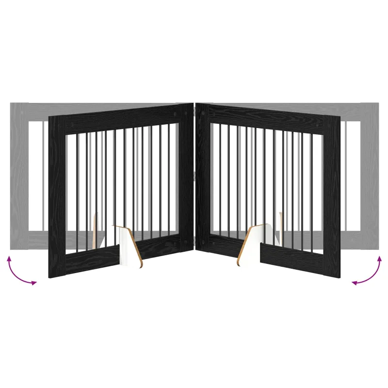 Šunų vartai su stovais 2 pcs Juodojo ąžuolo 100 x 80 cm