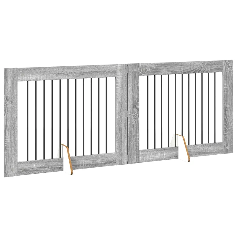 Šunų vartai su stovais 2 pcs Pilka sonoma ąžuolo 100 x 80 cm