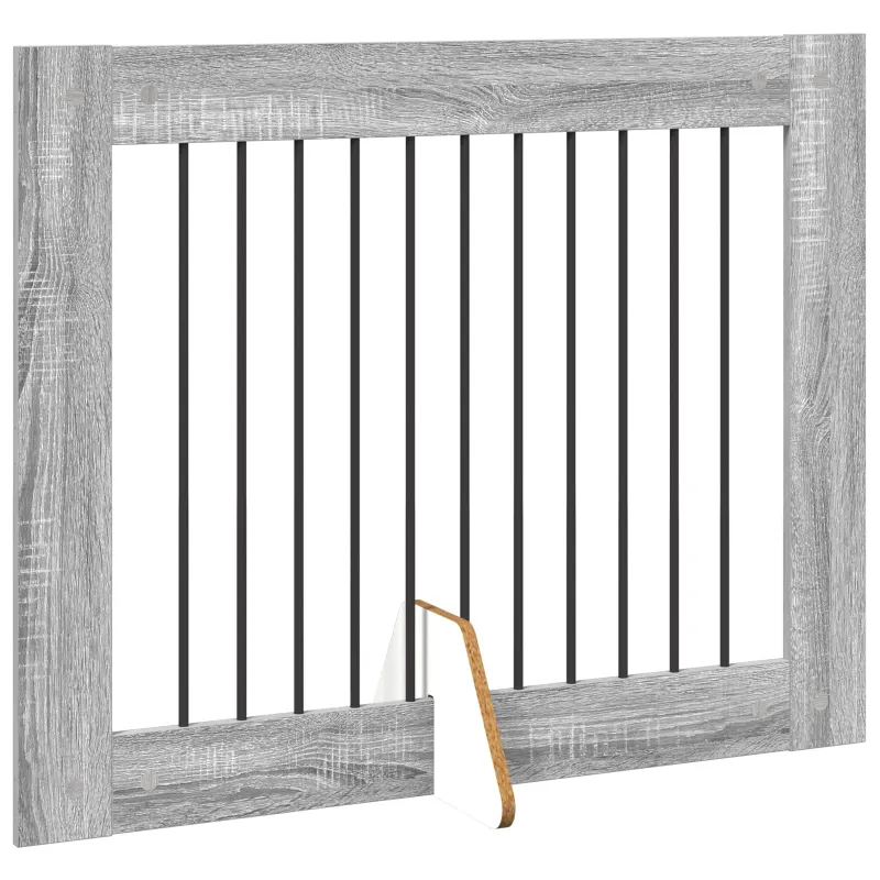 Šunų vartai su stovais 2 pcs Pilka sonoma ąžuolo 100 x 80 cm