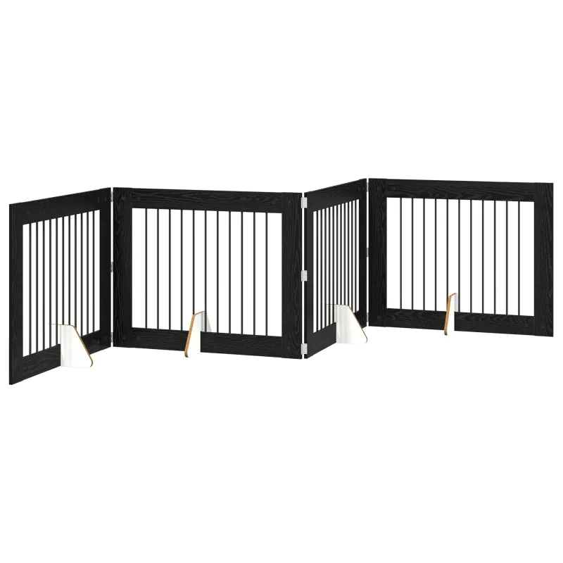Šunų vartai su stovais 4 pcs Juodojo ąžuolo 100 x 80 cm