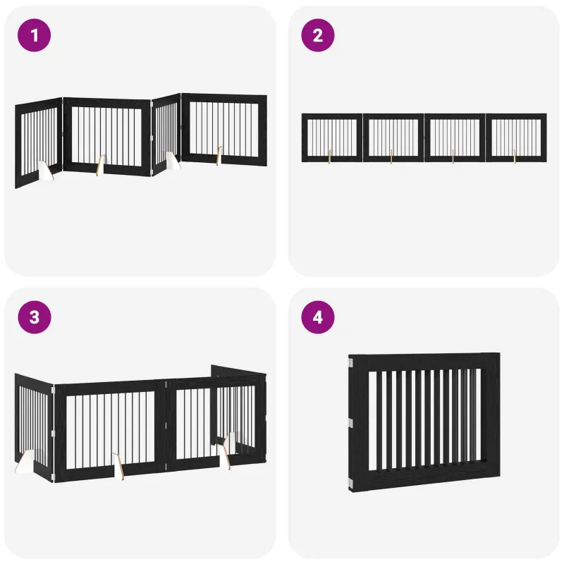 Šunų vartai su stovais 4 pcs Juodojo ąžuolo 100 x 80 cm