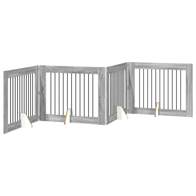 Šunų vartai su stovais 4 pcs Pilka sonoma ąžuolo 100 x 80 cm