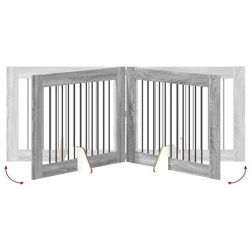 Šunų vartai su stovais 4 pcs Pilka sonoma ąžuolo 100 x 80 cm