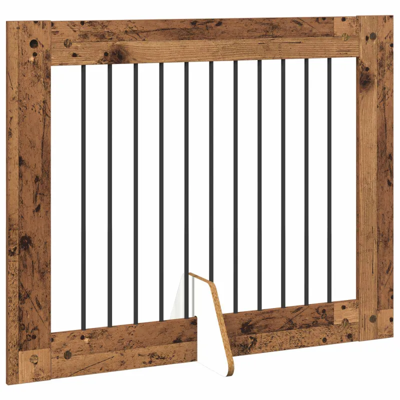Šunų vartai su stovais 4 pcs Sendintos medienos 100 x 80 cm