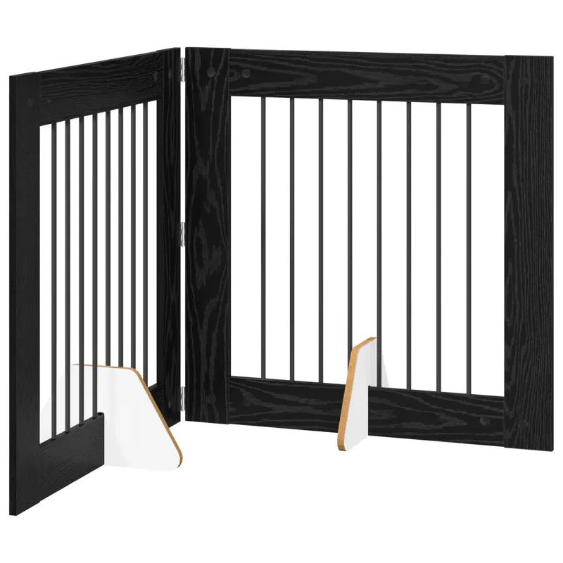 Šunų vartai su stovais 2 pcs Juodojo ąžuolo 80 x 80 cm