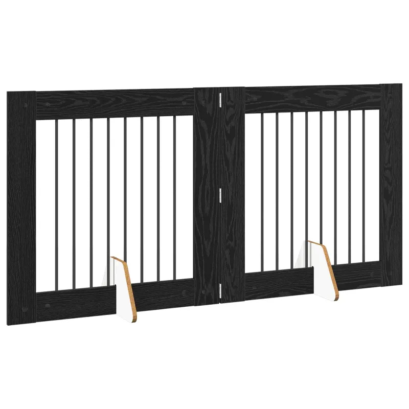 Šunų vartai su stovais 2 pcs Juodojo ąžuolo 80 x 80 cm