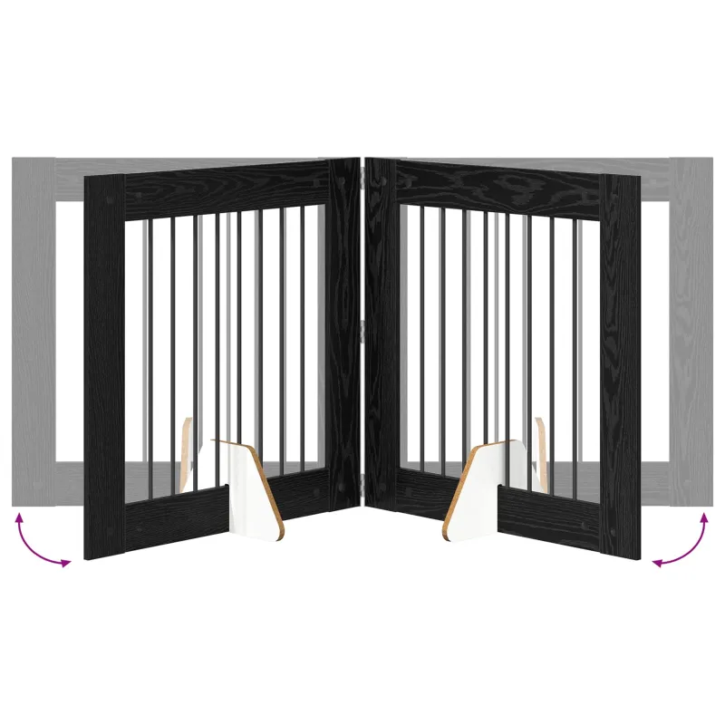 Šunų vartai su stovais 2 pcs Juodojo ąžuolo 80 x 80 cm