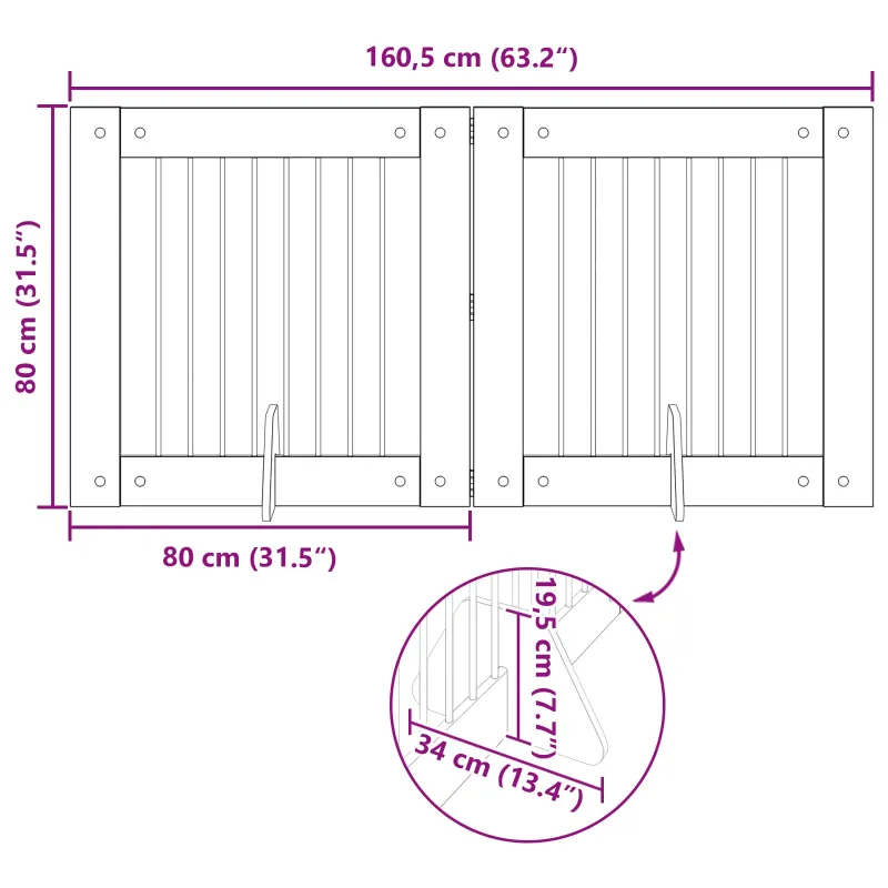 Šunų vartai su stovais 2 pcs Juodojo ąžuolo 80 x 80 cm