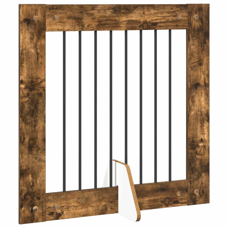 Šunų vartai su stovais 2 pcs Dūminio ąžuolo 80 x 80 cm