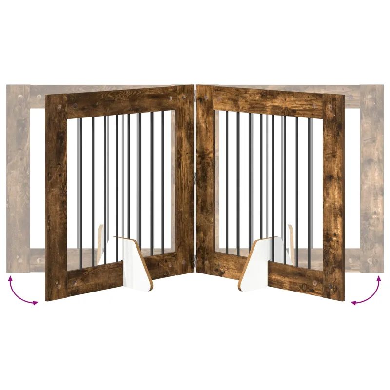 Šunų vartai su stovais 2 pcs Dūminio ąžuolo 80 x 80 cm
