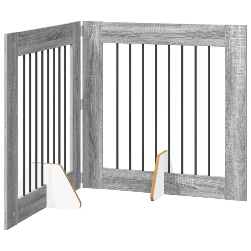 Šunų vartai su stovais 2 pcs Pilka sonoma ąžuolo 80 x 80 cm