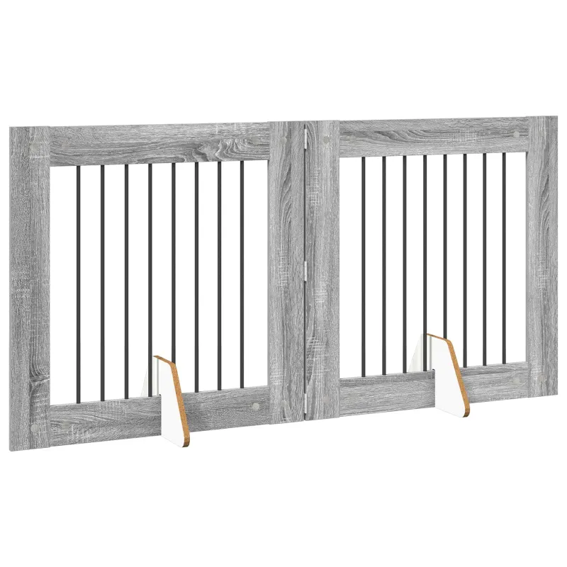Šunų vartai su stovais 2 pcs Pilka sonoma ąžuolo 80 x 80 cm