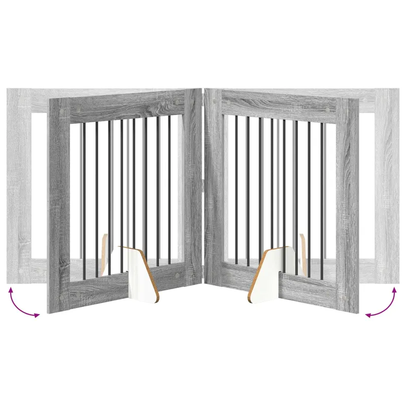 Šunų vartai su stovais 2 pcs Pilka sonoma ąžuolo 80 x 80 cm