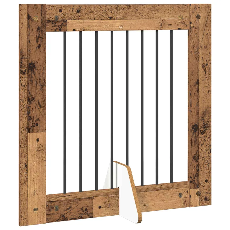 Šunų vartai su stovais 2 pcs Sendintos medienos 80 x 80 cm