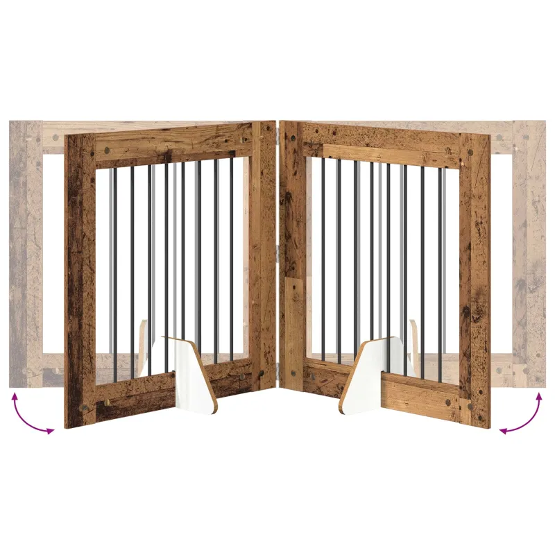Šunų vartai su stovais 2 pcs Sendintos medienos 80 x 80 cm