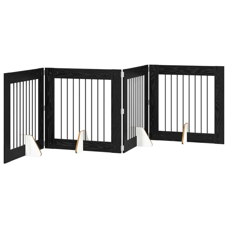 Šunų vartai su stovais 4 pcs Juodojo ąžuolo 80 x 80 cm