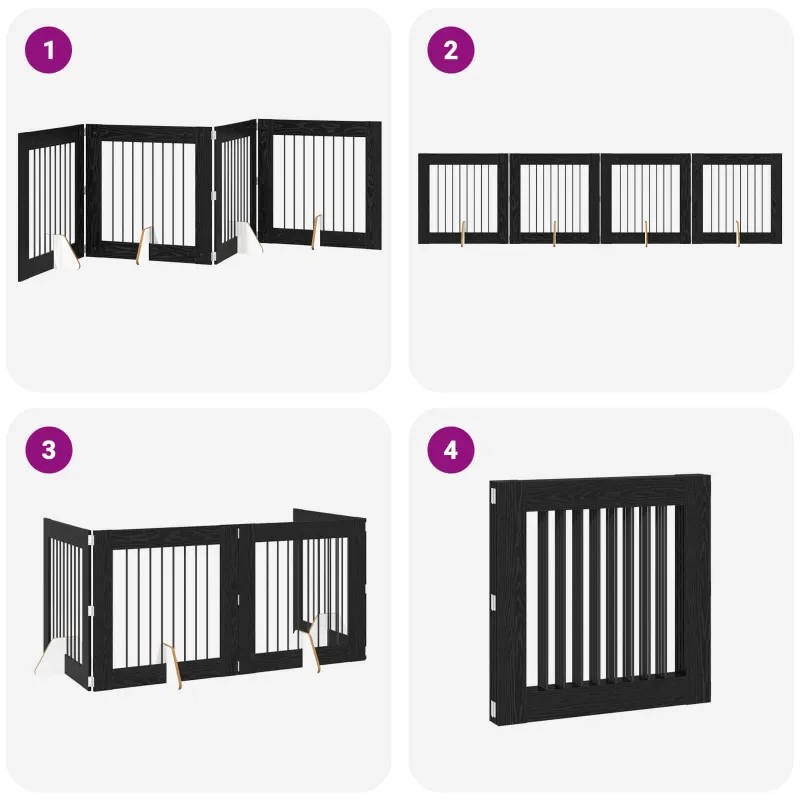 Šunų vartai su stovais 4 pcs Juodojo ąžuolo 80 x 80 cm