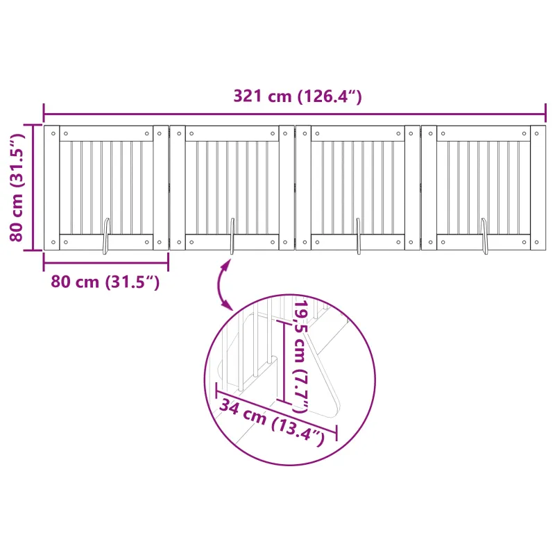 Šunų vartai su stovais 4 pcs Juodojo ąžuolo 80 x 80 cm