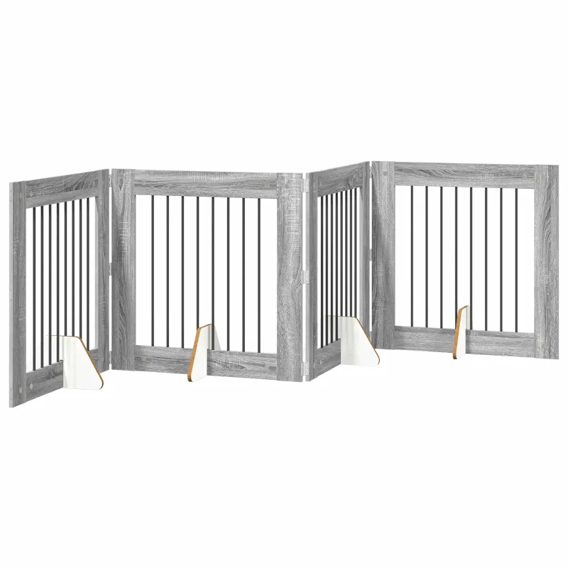 Šunų vartai su stovais 4 pcs Pilka sonoma ąžuolo 80 x 80 cm