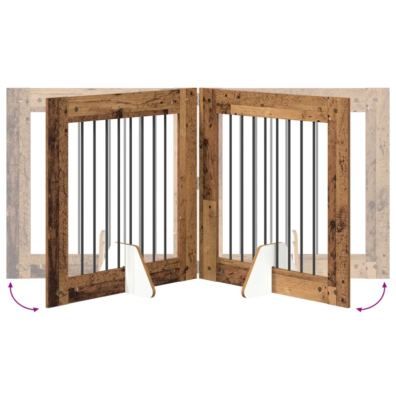 Šunų vartai su stovais 4 pcs Sendintos medienos 80 x 80 cm