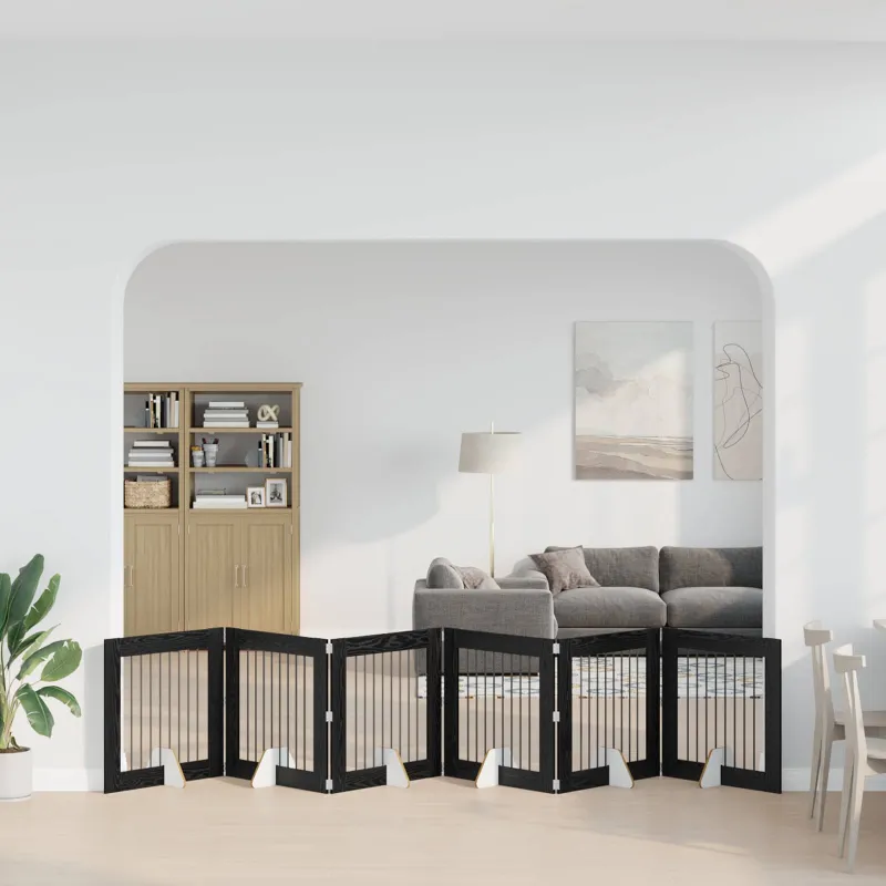 Šunų vartai su stovais 6 pcs Juodojo ąžuolo 80 x 80 cm