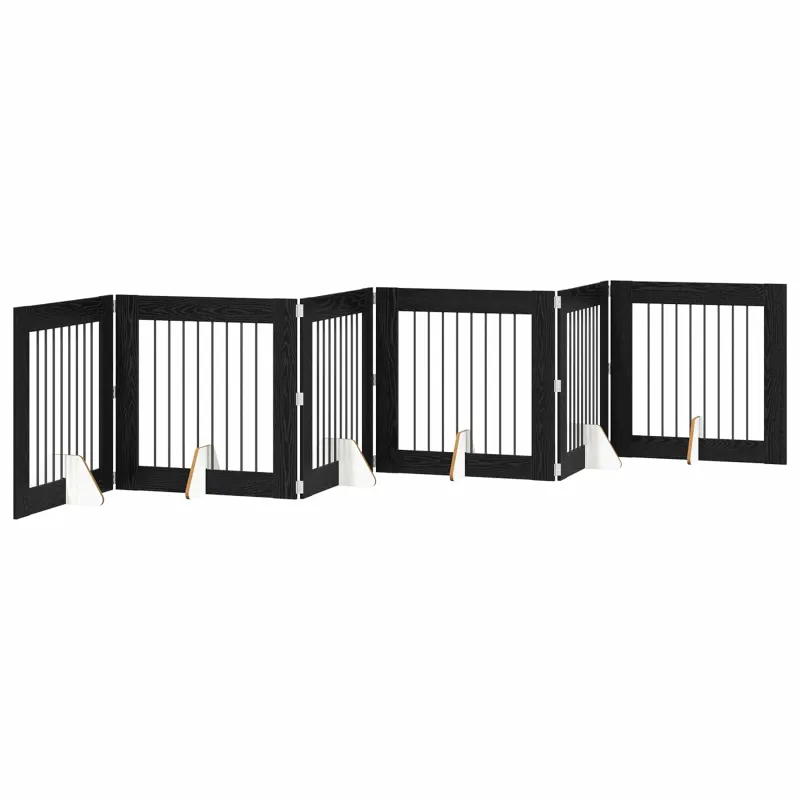 Šunų vartai su stovais 6 pcs Juodojo ąžuolo 80 x 80 cm
