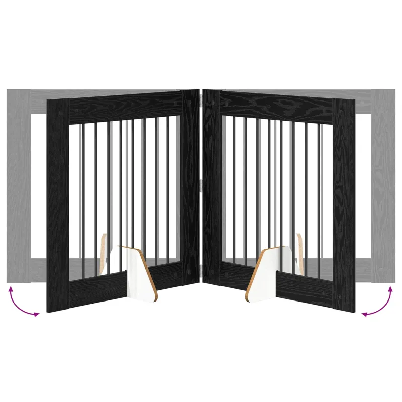 Šunų vartai su stovais 6 pcs Juodojo ąžuolo 80 x 80 cm