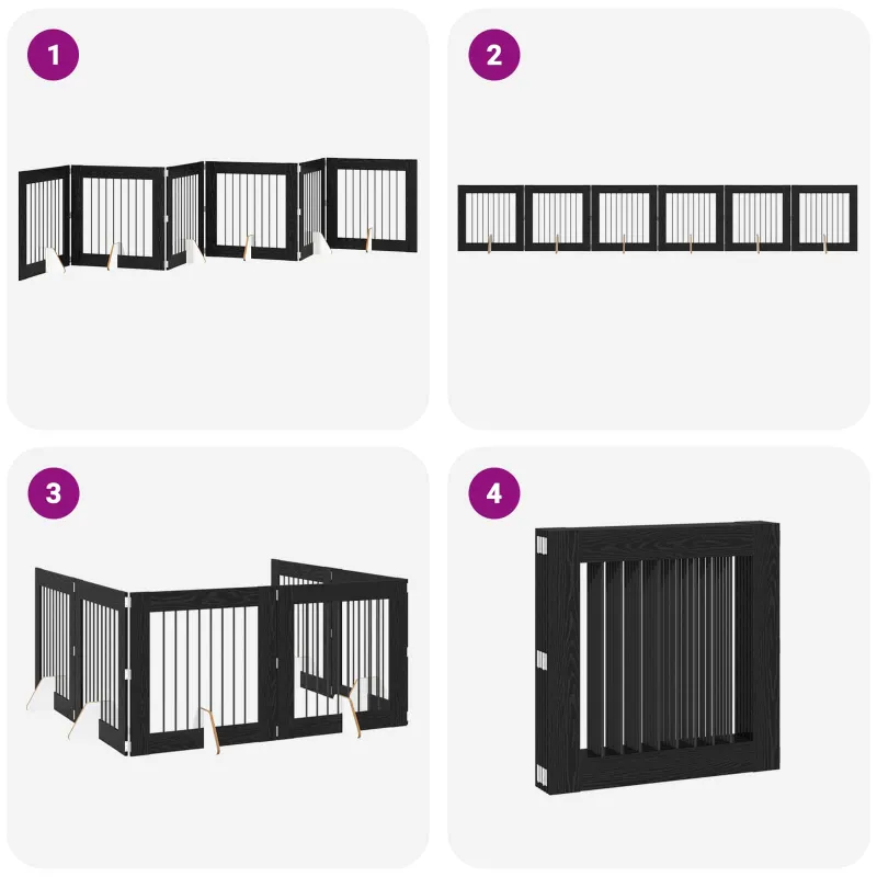 Šunų vartai su stovais 6 pcs Juodojo ąžuolo 80 x 80 cm