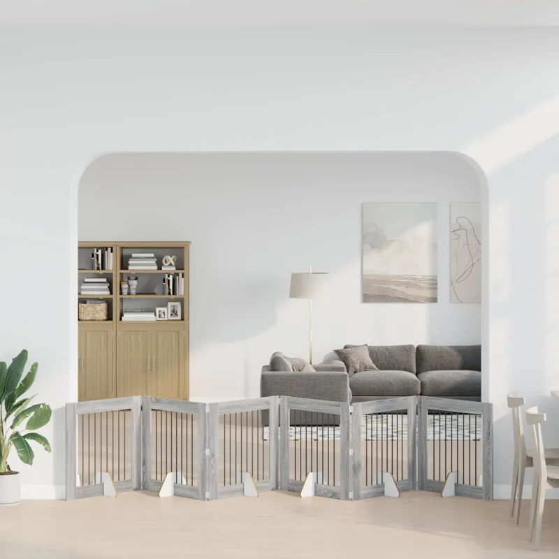 Šunų vartai su stovais 6 pcs Pilka sonoma ąžuolo 80 x 80 cm