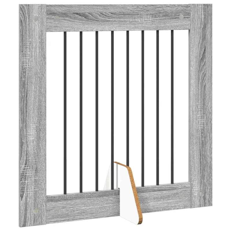 Šunų vartai su stovais 6 pcs Pilka sonoma ąžuolo 80 x 80 cm
