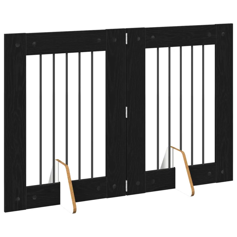 Šunų vartai su stovais 2 pcs Juodojo ąžuolo 60 x 80 cm