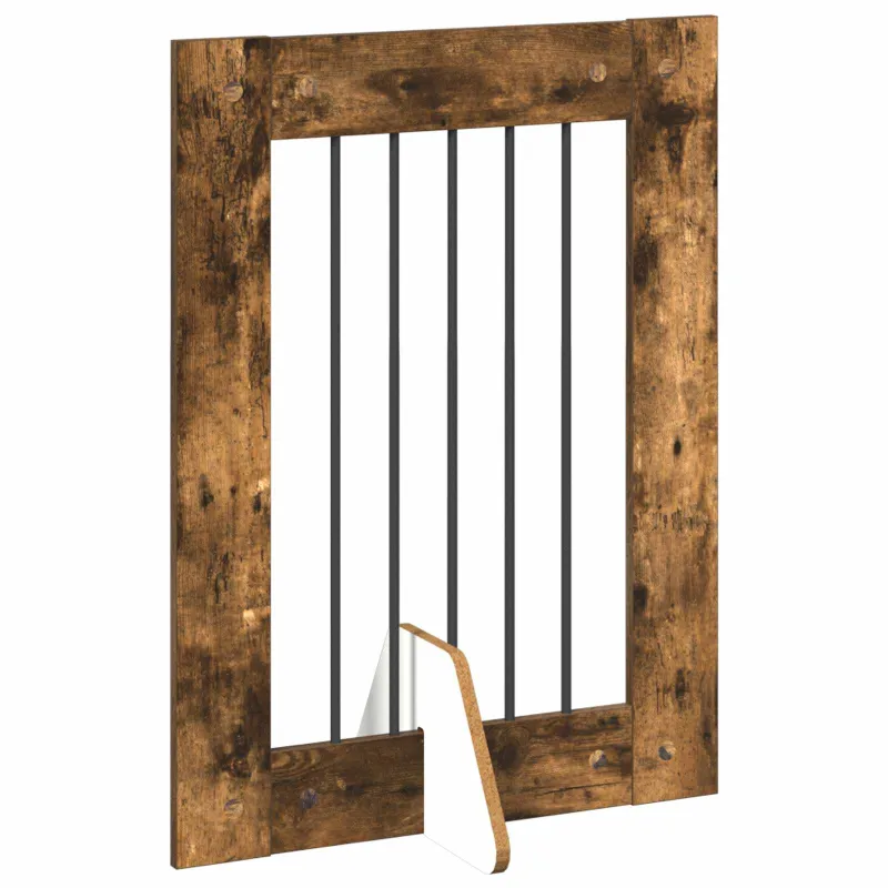Šunų vartai su stovais 2 pcs Dūminio ąžuolo 60 x 80 cm