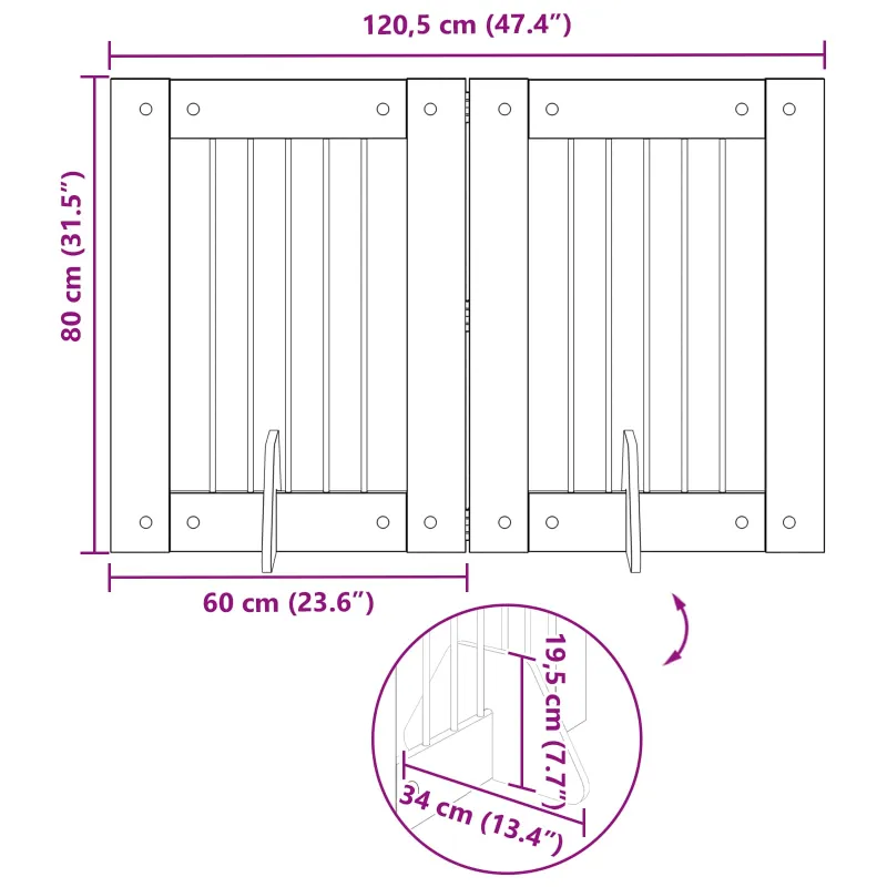 Šunų vartai su stovais 2 pcs Dūminio ąžuolo 60 x 80 cm
