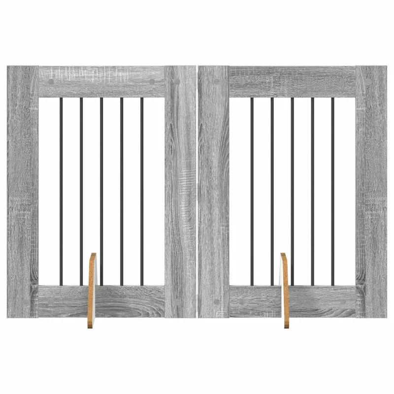 Šunų vartai su stovais 2 pcs Pilka sonoma ąžuolo 60 x 80 cm